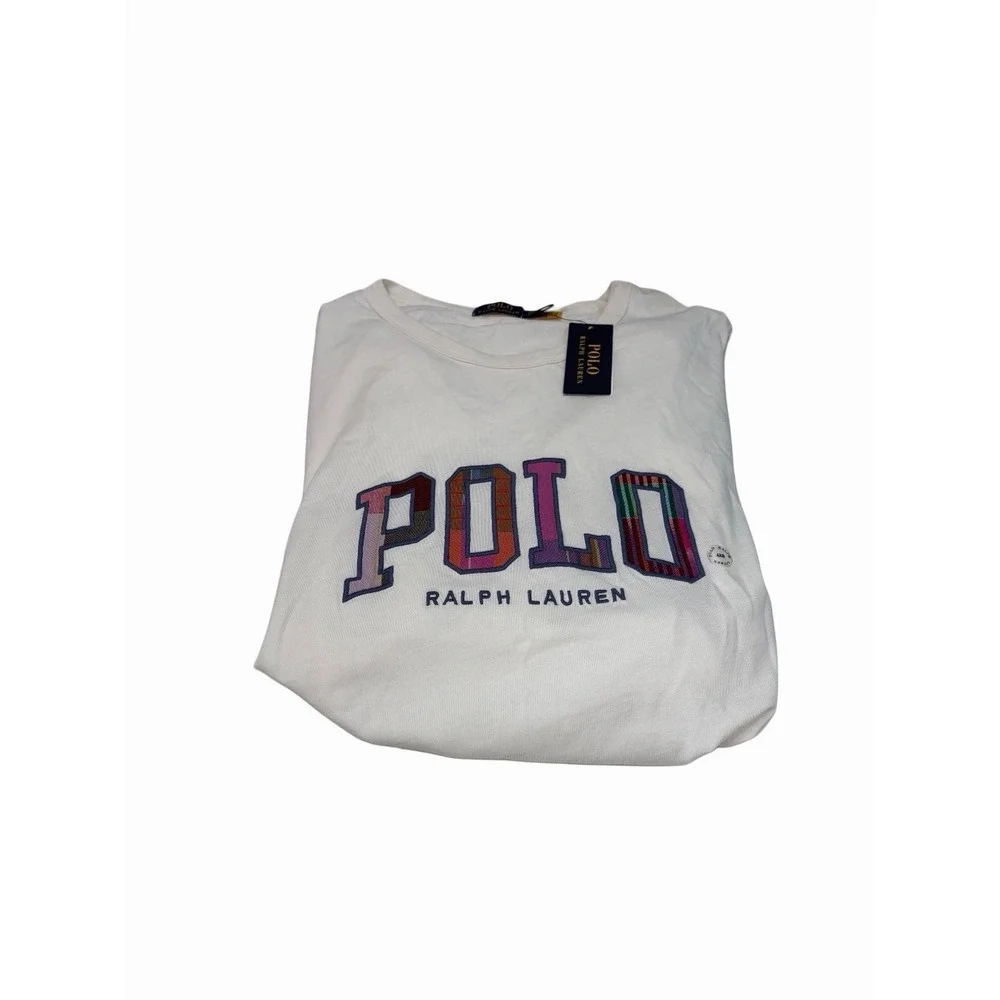 Polo Ralph Lauren Mens 4XB White Plaid Patchwork Logo Embroidered T-Shirt NWT